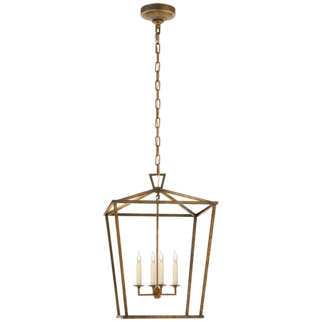 Darlana Medium Lantern in Gilded Iron Designer: Chapman & Myers Canopy: 6" Round Mounting: Chain Shade Detail: No Option...