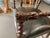 French Country Antique Barley Twist Carved Lion Arm Chair For Sale - Image 3 of 9