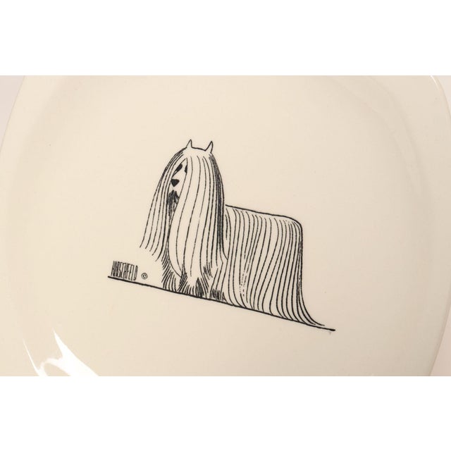 1950s Vintage Porcelain Square "Lhasa Apso" Plate by Al Hirschfeld for Paden City Pottery For Sale - Image 5 of 6