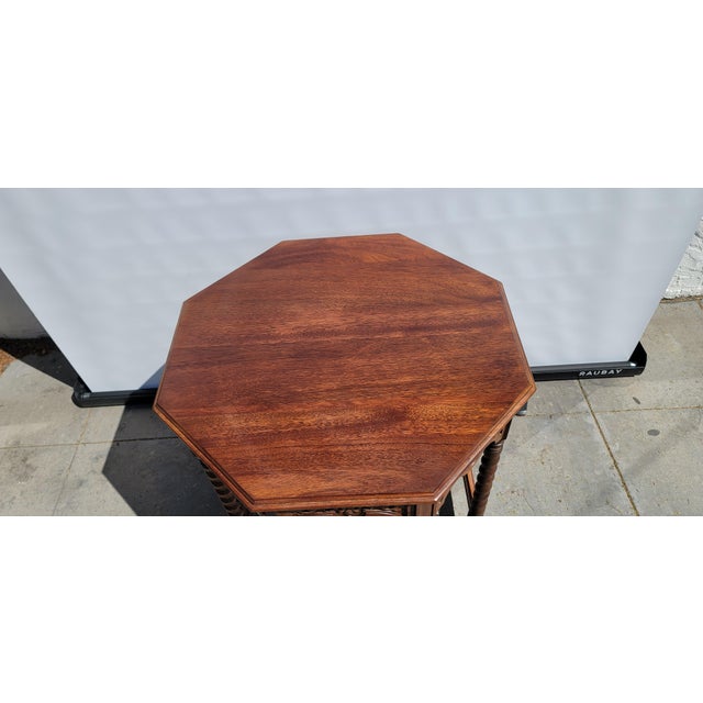 Spanish Revival 1920s Antique Spanish Revival Octangle Table Large Walnut Barley Twist Legs For Sale - Image 3 of 6
