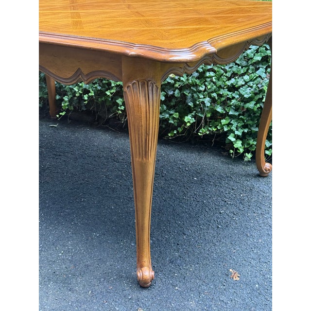Wood Vintage Gravely Furniture Parquet Top French Dining Table For Sale - Image 7 of 10