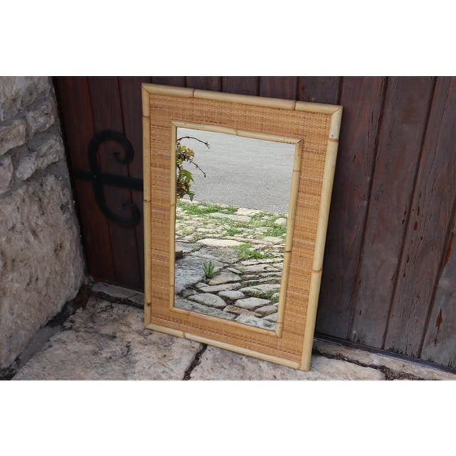 Large Rattan and Bamboo Mirror from Dal Vera, Italy, 1970 For Sale - Image 3 of 7