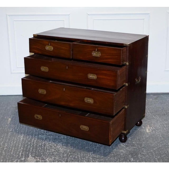 Victorian Military Campaign Chest of Graduated Drawers For Sale - Image 4 of 18