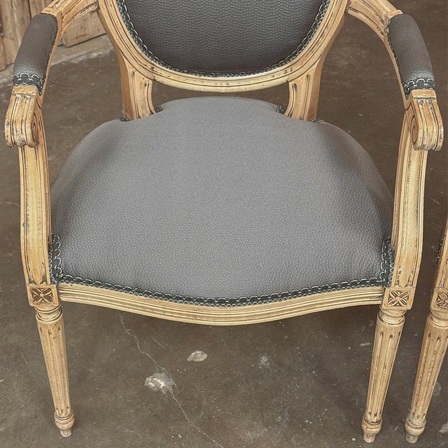 Pair Antique French Louis XVI Medallion Armchairs ~ Fauteuils For Sale - Image 14 of 18