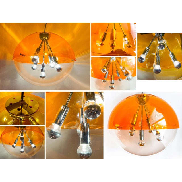 Mid-Century Modern Space Age Orange Sphere Pendant Lamp attributed to Raak Amsterdam For Sale - Image 11 of 12