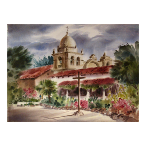 Edward Glafke Mission San Carlos Borromeo De Carmelo, Carmel, California C. 1970 Painting