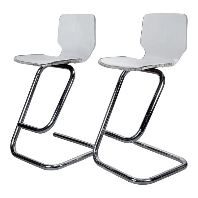 Mid-Century Luigi Bardini Lucite & Tubular Chrome Sculptural