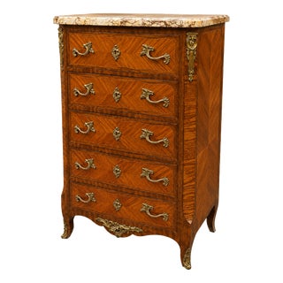 Louis XV Style Chest of Drawers in Veneer and Marquetry, 1890s For Sale