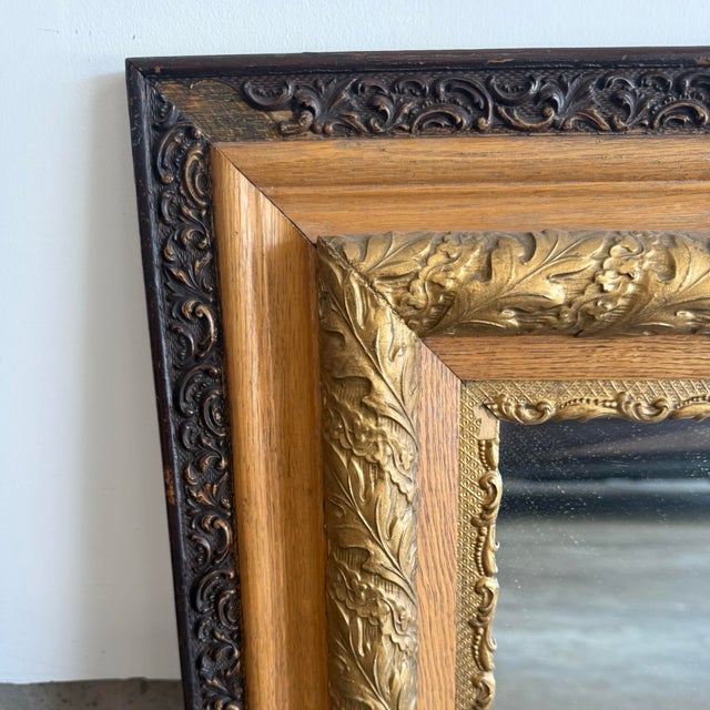 Genuine 19th C. Antique French Country Mirror - Hand-Carved Cream Open Scrollwork Wall Mirror For Sale - Image 4 of 5