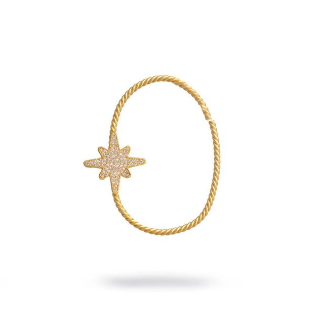 Gold North Star Sparkle Gold Vermeil Unique Ear Cuff For Sale - Image 8 of 8