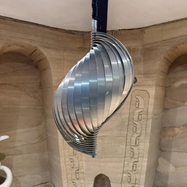 1970s French Aluminum Spiral Ceiling Pendant Twist Lamp Henri Mathieu France For Sale - Image 11 of 12