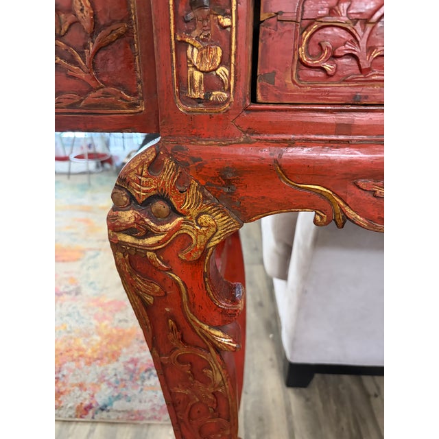 Handmade Chinese, Red Carved Altar For Sale In Miami - Image 6 of 9