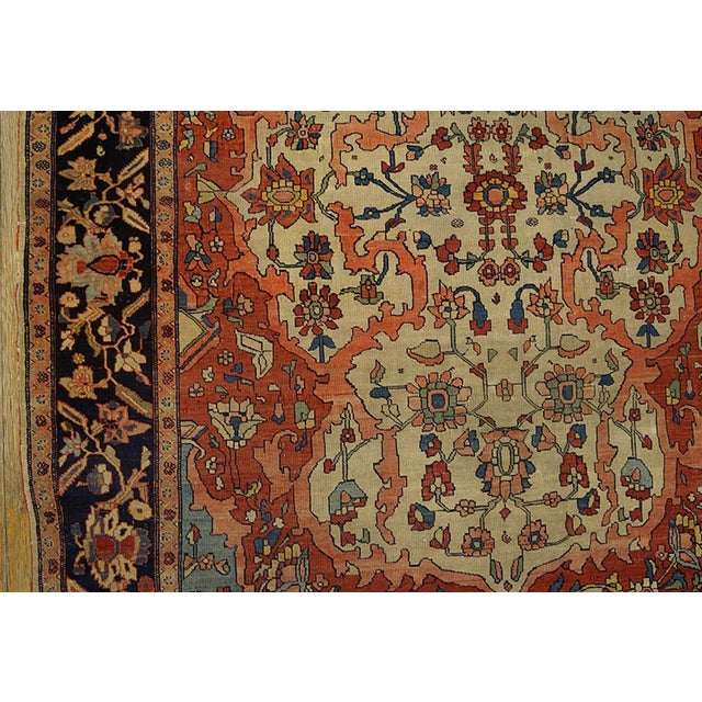 1890s Red Floral Medallion Antique Sarouk Farahan Rug 4'6" X 7'0" Handknotted Wool Carpet For Sale - Image 4 of 5