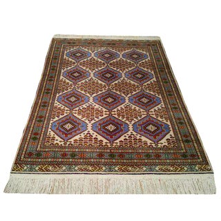 Vintage Persian Torkaman Hand Made Knotted Wool Rug - 5x7 For Sale