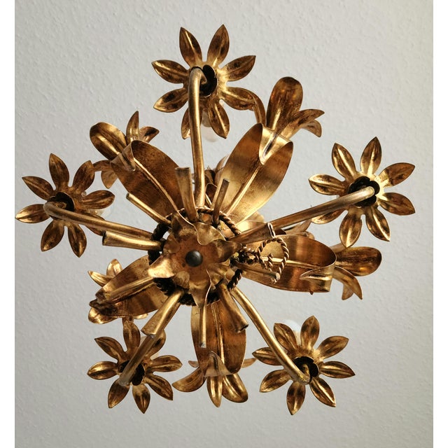 Gilded Chandelier with Gold Leaf, Italy, 1960s For Sale - Image 14 of 18