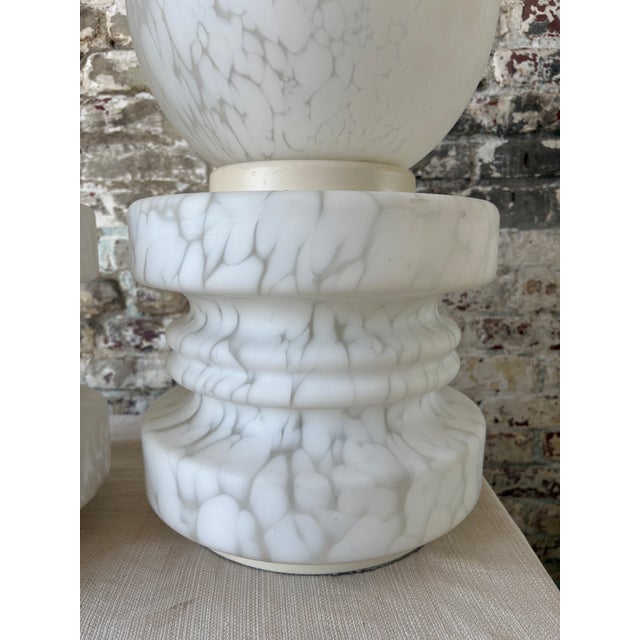 1980s Vintage Murano Glass Globe Table Lamps - a Pair For Sale - Image 5 of 11