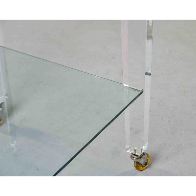 Large Italian Lucite Two-Tier Table on Casters For Sale - Image 13 of 13