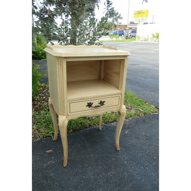 French Painted Distressed Tall Nightstand End Side Table by Rway