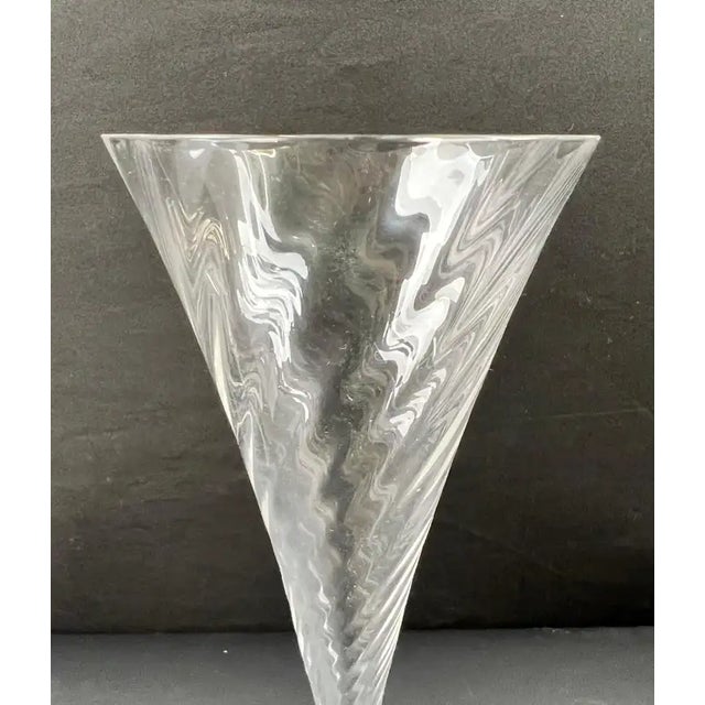 Orrefors Helena Crystal Champagne Flutes Glasses Optic Swirl, Set of 4 For Sale - Image 11 of 11