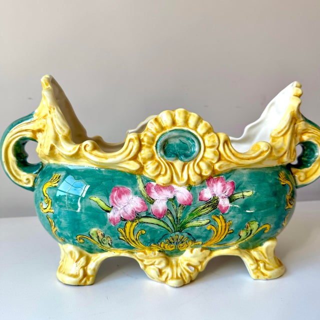 French 1980s Majolica Cache Pot For Sale - Image 3 of 8