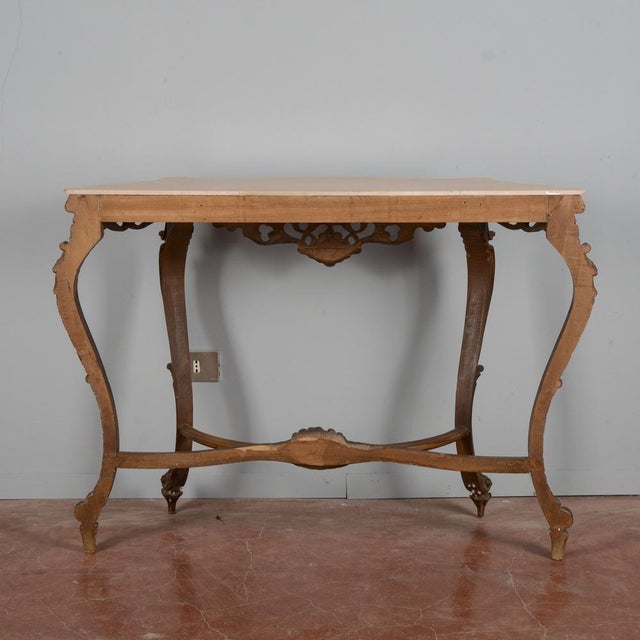 Baroque Style Carved Console Table with Pink Marble Top, 1960s For Sale - Image 15 of 18