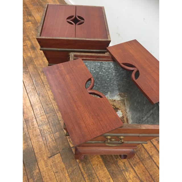 Asian Rosewood Wine Coolers - Mid Century - A Pair For Sale - Image 3 of 7