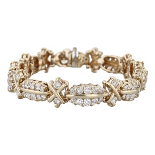 5.90ctw Diamond Tennis Bracelet 14k Yellow Gold 7" 9.8mm For Sale