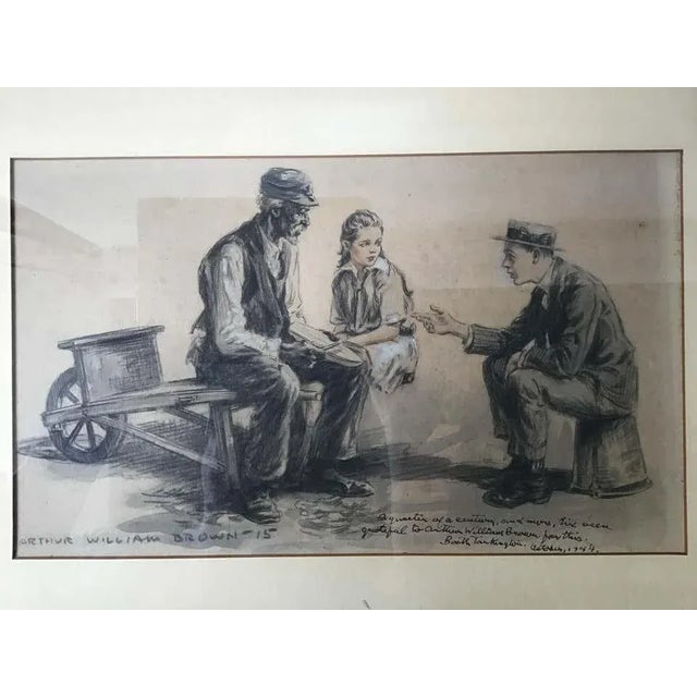 Arthur William Brown illustration drawn in 1915. Inscription by Booth Tarkington in 1944. From a Southampton, NY estate.