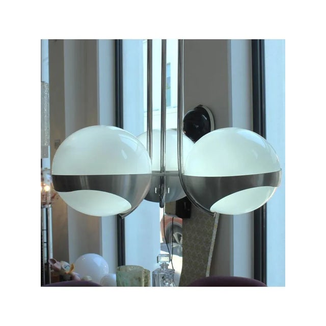 Glass 3-Light Chandelier in Glass and Stainless Steel from Lamperti, 1970s For Sale - Image 7 of 16