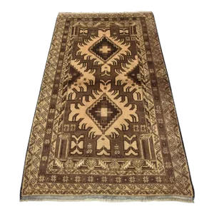 Baloch Rug 3'10'' X 6'7'' Brown Wool Vintage Tribal Hand-Knotted Oriental Carpet