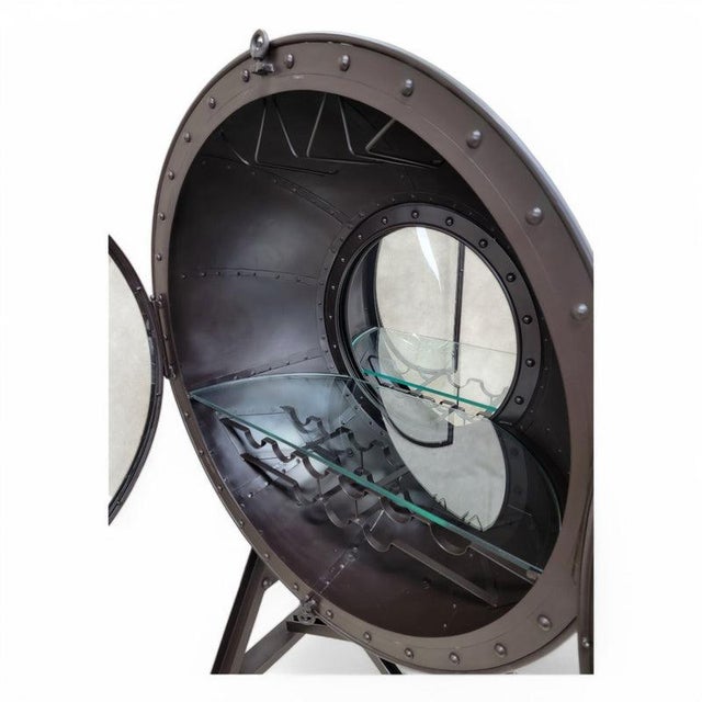Black Industrial Modern Cannonball Bar Cabinet For Sale - Image 8 of 8