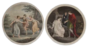 Genre Scene Compositions, Original Artwork in the Style of Angelika Kauffmann, 1780s, Set of 2