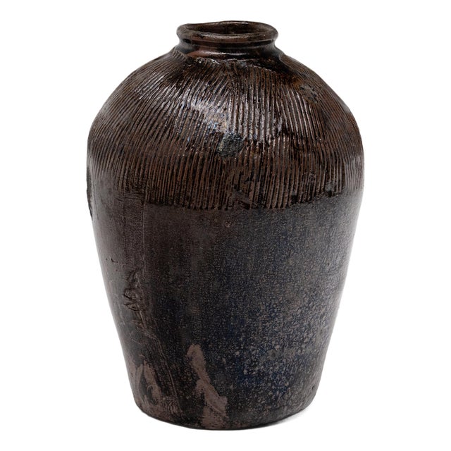 Chinese Ridged Wine Jar, C. 1900 For Sale