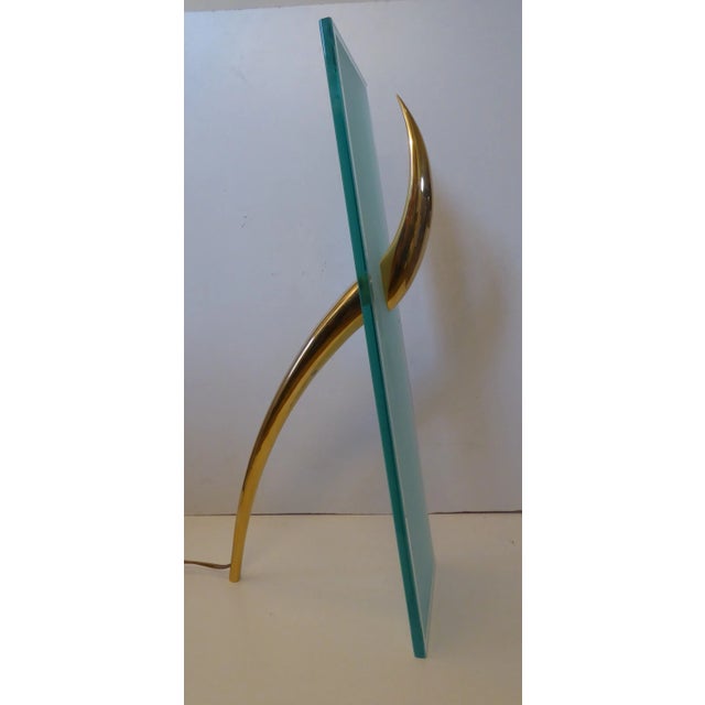 1980s Table Lamp + Sconce Richard Derquet Lucien Gau France Antilope Large Format, 1980s, Set of 2 For Sale - Image 5 of 18