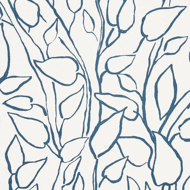 Sample - Schumacher Solandra Vine Fabric in Blue For Sale