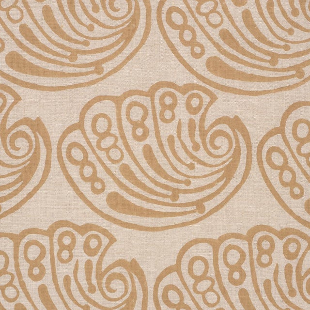 Traditional Sample - Schumacher Ramsgate Hand Block Fabric In Sand For Sale - Image 3 of 6