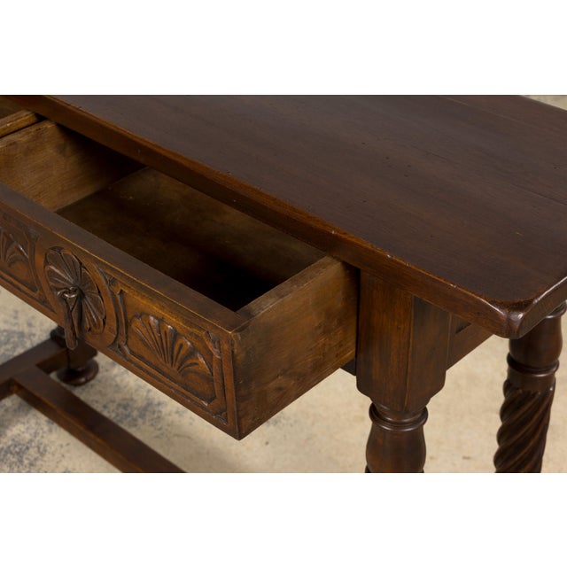 Early 20th Century Spanish Walnut Console Table With Barley Twist Legs For Sale - Image 9 of 18