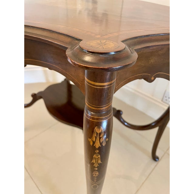 Late 19th Century Victorian Mahogany Inlaid Shaped Centre Table, 1880s For Sale - Image 5 of 13