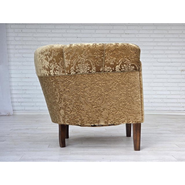 Vintage Danish Armchair in Green Furniture Velour & Ash Wood Legs, 1960s For Sale - Image 14 of 18