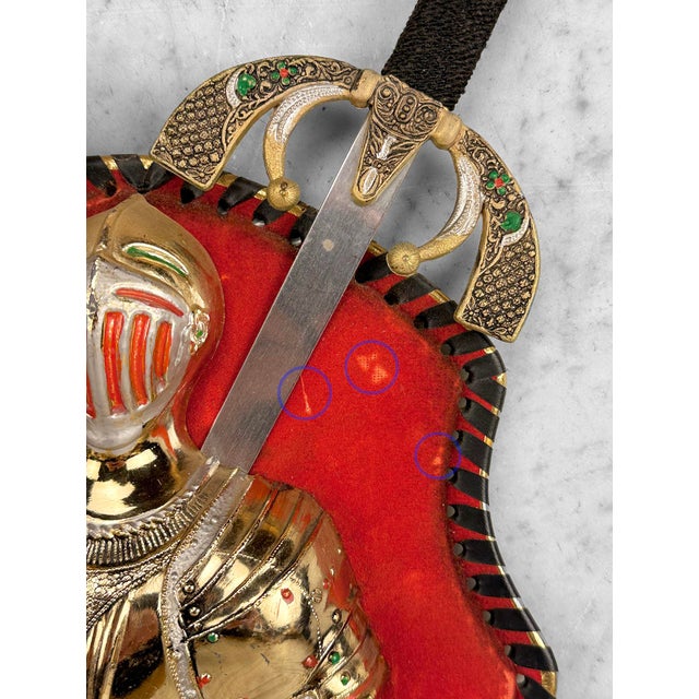 Vintage Spanish Revival Medieval Knight Coat of Arms Wall Plaque For Sale - Image 9 of 10