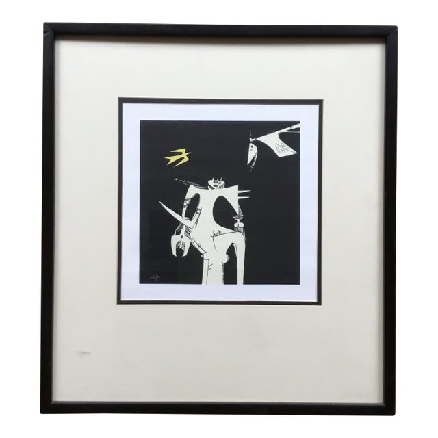 Wifredo Lam Figural Surrealist Lithograph Framed Taller Serigrafia Portocarrero For Sale