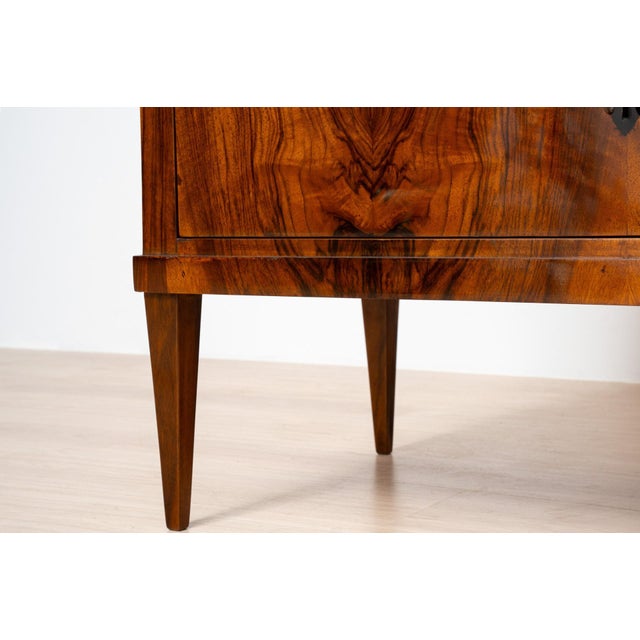Brown Biedermeier French Polished Walnut 2-Drawer Commode, Germany, 1850 For Sale - Image 8 of 15