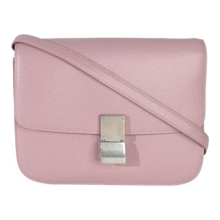 Pink Textured Calfskin Small Box Bag For Sale
