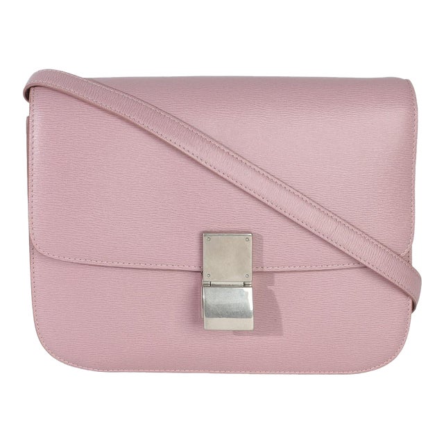 Pink Textured Calfskin Small Box Bag For Sale