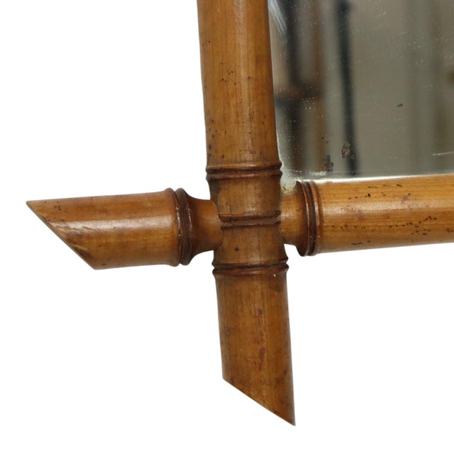 Brown French Chinoiserie Faux Bamboo Mirror in Wood, 1920s For Sale - Image 8 of 18