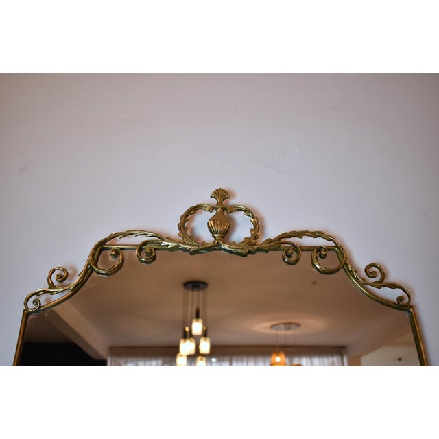 1950's Italian Brass Marble Console with Mirror - Set of 2 For Sale - Image 9 of 12