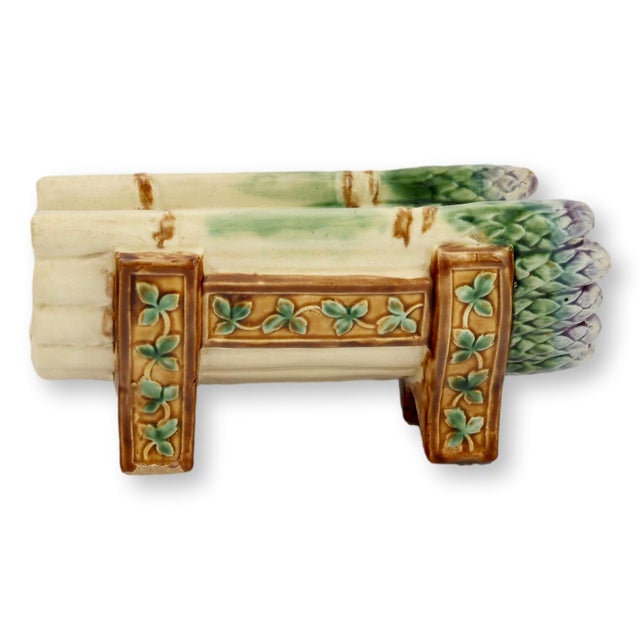 Early 20th Century Antique French Majolica Asparagus Cradle For Sale - Image 5 of 6