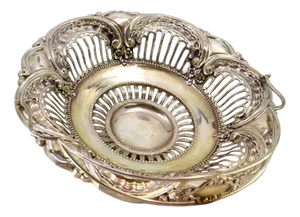 Silver Fruit Bowl with Cutouts and Reliefs