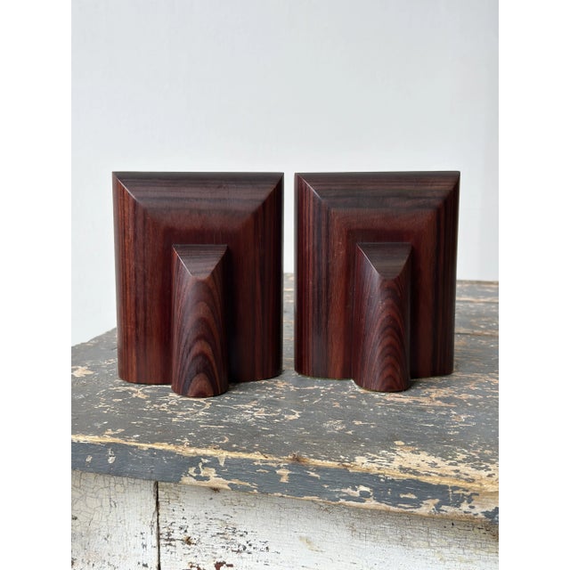 Wood Vintage Sculptural Exotic Zebrawood Bookends With Expressive Grain, a Pair, Circa 1940s For Sale - Image 7 of 12