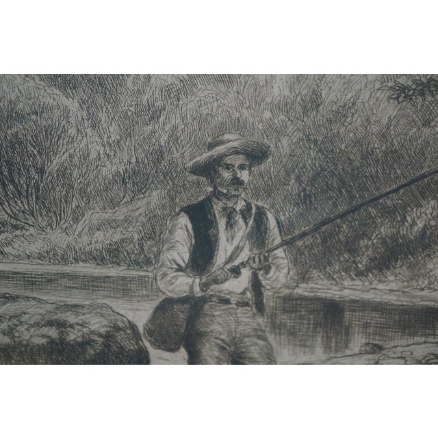 Antique William De Montagne Cary Grouse Trout Fly Fishing Triptych Etching 25" For Sale - Image 10 of 12